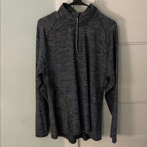 Ladies Gray Black Quarter-Zip Top With Long Sleeves